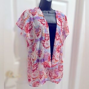 Pink floral Open front cardigan/coverup